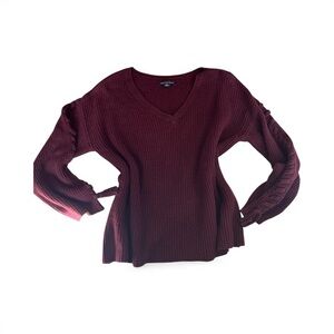 American Eagle Outfitters Deep Burgundy V-Neck Sweater